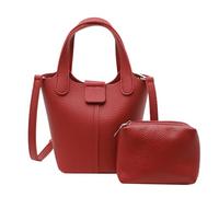 ZEPFJHE Borsa a tracolla in tinta unita per le donne Casual Secchio PU spalla in pelle borsa alla moda messaggeri alla moda donna spalla alla moda tinta unita secchiello casual, Rosso, One Size