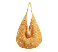 ZEPFJHE Borsa da donna Borsa da spiaggia Estetica Ascella Moda Crochet Spalla Maglia Ascelle Per Viaggi Vacanze Donne Spiaggia Crochet Ascelle Moda Borsa Estetica Spalla, Giallo, One Size