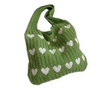ZEPFJHE Borse all'uncinetto moda borsa a tracolla casual borsa a tracolla grande capacità cuore lavorato a maglia per le donne della ragazza versatile Tote borsa a tracolla in maglia alla moda, Verde