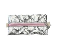 ZEPFJHE Bowknot Pattern Pen Bag High Capacity Pencil Case Metallico Colore PU Pen Pouch Organizzatori Borsa Viaggio Cosmetico Elegante Strumento di Scrittura, Argento, A