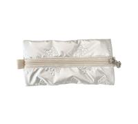 ZEPFJHE Bowknot Pattern Pen Bag High Capacity Pencil Case Metallico Colore PU Pen Pouch Organizzatori Borsa Viaggio Cosmetico Elegante Strumento di Scrittura, bianco, Little Butterfly