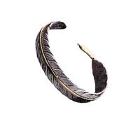 ZEPFJHE Bracciale rigido aperto regolabile con piume, stile vintage, per uomini e donne, accessorio etnico unisex
