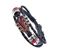 ZEPFJHE Braccialetto con ciondolo a forma di chitarra, stile vintage, stile punk, regolabile, in pelle intrecciata a mano, elegante accessorio per appassionati di musica, Misura unica, come descritto