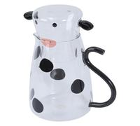 ZEPFJHE Brocca dell'acqua di vetro a forma di mucca con latte borosilicato staccabile della tazza 500ml di capacità per la bevanda domestica dell'hotel