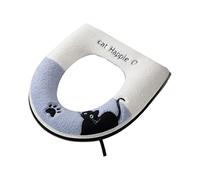 ZEPFJHE Caldo cuscino invernale per sedile WC, in morbida flanella, tappetino antiscivolo con design a tema gatti