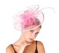 ZEPFJHE Cappello con velo rifinito con piume amichevole, comodo design traspirante, copricapo da sposa per donne e ragazze, copricapo con piume, A, Taglia unica