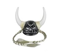 ZEPFJHE Cappello da pirata con corna e trecce bronzo, elmetti romani per feste di Halloween e appassionati di giochi di ruolo