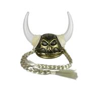 ZEPFJHE Cappello da pirata con corna e trecce bronzo, elmetti romani per feste di Halloween e appassionati di giochi di ruolo