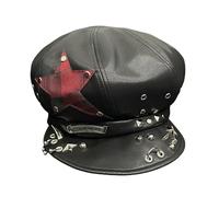 ZEPFJHE Cappello vintage in pelle PU Casquettes per adolescenti adulti anime orecchio baseball per primavera autunno berretti Street Wear Dancing Dog Ear Cappello da baseball, stella a cinque punti