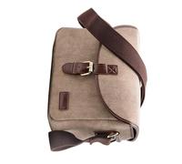 ZEPFJHE Casual Campus Camera Bag per fotocamere DSLR, borsa a tracolla impermeabile PU+sacchetti di tela interni imbottiti per la scuola, cachi, Set Bagagli