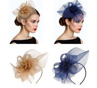 ZEPFJHE Cerchietto per capelli a tema anni '20, con piume in rete, per eventi, serate, serate di gala, cocktail, feste