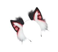 ZEPFJHE Cerchietto per capelli con orecchie da diavolo, con struttura pieghevole, in peluche, per appassionati di giochi di ruolo e eventi di Halloween