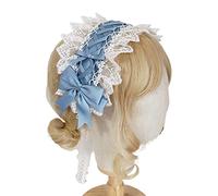 ZEPFJHE Cerchietto per capelli da donna, in pizzo, con fiocco, con nastro, accessorio per cosplay, cameriera, anime, copricapo