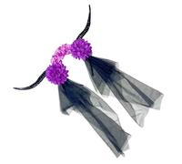 ZEPFJHE Cerchietto per capelli di Halloween con corno antilope serie scura fascia fiore con velo festa a tema copricapo festival puntelli fascia per capelli gotico copricapo