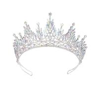 ZEPFJHE Cerchietto per capelli di lusso, resistente, per feste di compleanno, elegante spettacolo, con cristalli a goccia d'acqua, per ragazze, matrimonio, costume copricapo corona