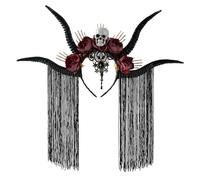 ZEPFJHE Cerchietto per capelli in corno di antilope gotico scuro con nappe Punk Hairpiece per accessori di Halloween adulti adolescenti festa copricapo