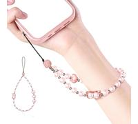 ZEPFJHE Cinturino da polso per telefono con perle e perline, design con corda in ABS resistente, regolabile, per piccoli dispositivi con perle in ABS