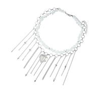 ZEPFJHE Collana a catena irregolare con ciondolo a forma di cuore in pietra naturale con frange in lega leggera gioielli a strati per le donne collana a catena impilabile unica per le donne