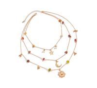 ZEPFJHE Collana A Catena Per Maglioni Multistrato Con La Collana Fascino Moon E A Stella Abiti Casual E Le Vacanze