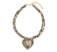 ZEPFJHE Collana A Ciondolo A Doppio Strato Alla Con Filo Vintage Stampato Leopardo Regolabile Biteielli Per Collo Per Donne Collana Lunghezza Regolabile