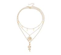 ZEPFJHE Collana alla moda a più strati con ciondolo a forma di serpente e girocolli, accessorio per tutti i giorni, casual, elegante collana da donna
