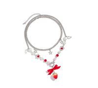 ZEPFJHE Collana alla moda con ciondolo a forma di fragola, elegante a tema fragola, con delicate nappe e fiocco, da indossare tutti i giorni, per appuntamenti e, Misura unica, come descritto, come