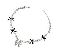 ZEPFJHE Collana alla moda con nastro dorato con perline robuste per aggiungere un tocco di dolcezza a qualsiasi outfit elegante collana in stile dolce, Misura unica, come descritto, come descritto
