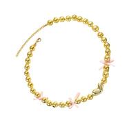 ZEPFJHE Collana alla moda con nastro dorato con perline robuste per aggiungere un tocco di dolcezza a qualsiasi outfit elegante collana in stile dolce, Misura unica, come descritto, come descritto