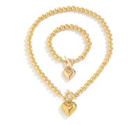 ZEPFJHE Collana Bracciale A Sospensione Per Cuore Collana Feste Nozze Set Gioielli Set A Pallina Accessori La Catena Perline Accessori Gioielli Donne