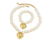 ZEPFJHE Collana Bracciale A Sospensione Per Cuore Collana Feste Nozze Set Gioielli Set A Pallina Accessori La Catena Perline Accessori Gioielli Donne