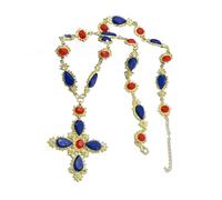 ZEPFJHE Collana con ciondolo a forma di crocifisso, per feste ed eventi, con pietre preziose colorate, catena per maglioni, realizzata a mano, sofisticata, girocollo, collana con ciondolo in lega