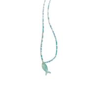 ZEPFJHE Collana con ciondolo a forma di pesce con perline colorate, lunghezza regolabile, catena alla clavicola, stile retrò, gioielli per tutti i giorni, casual, collana con conchiglie colorate