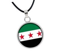 ZEPFJHE Collana con ciondolo con bandiere di paese Siria Charm Neckchain moda collo gioielli / borsa portachiavi per uomo donna ciondolo identità culturale, Misura unica, come descritto, come