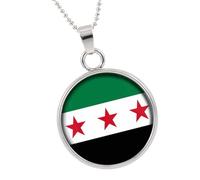 ZEPFJHE Collana con ciondolo con bandiere di paese Siria Charm Neckchain moda collo gioielli / borsa portachiavi per uomo donna ciondolo identità culturale, Misura unica, come descritto, come