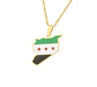 ZEPFJHE Collana con mappa della Siria, con dettagli a forma di mappa chiara, elegante accessorio da donna, in acciaio inox, ciondolo con simbolo culturale quotidiano, Misura unica, come descritto