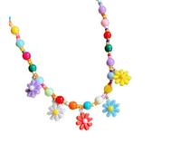 ZEPFJHE Collana con perline colorate a catena regolabile con fiore adatto per donne e ragazze presente ciondolo alla moda