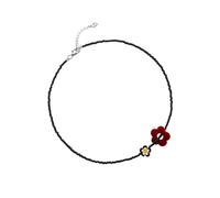 ZEPFJHE Collana con perline di vetro a strati Lunghezza regolabile Gioielli per tutti i giorni per le donne Idee regalo alla moda Gioielli per studenti alla moda con fiori