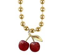 ZEPFJHE Collana con perline in acrilico robusto alla moda con ciondolo a forma di ciliegie in rilievo accessorio per gioielli per eventi da donna con ciondolo a forma di ciliegie, Misura unica, come