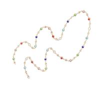 ZEPFJHE Collana da donna con perline di vetro colorate, catena in metallo per clavicola in vetro, corpo lungo adatto per feste e qualsiasi evento, clavicola in metallo, body chain, come descritto