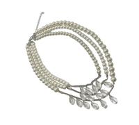 ZEPFJHE Collana di perle d'imitazione a strati con ciondolo di cristallo catena regolabile da donna gioielli dichiarazione di nozze moda stratificazione collana di perline donna