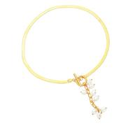 ZEPFJHE Collana girocollo in metallo con perle finte per le donne a spina di pesce catena elegante dichiarazione gioielli da sposa regalo collana di perle da sposa, Misura unica, come descritto, come