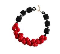 ZEPFJHE Collana In Rilievo Multistrato Retro Bohémien Festival Gioielli Comodi In Resina Etnica Accessoria A Strato Casuale