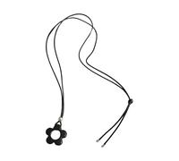 ZEPFJHE Collana lunga in pelle con ciondolo a forma di fiore in resina robusta, portatile, per l'uso quotidiano e per feste, gioielli con design a fiori vuoti, Misura unica, come descritto, come