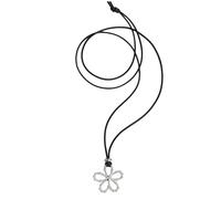 ZEPFJHE Collana regolabile in pelle nera con ciondolo floreale cavo comodo gioielli regali per le donne collana girocollo floreale