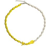 ZEPFJHE Collana unica a forma di pesce pagliaccio con accenti colorati in rilievo versatile pesce pagliaccio alla moda catena clavicola ornamento multicolore pietra naturale, Misura unica, come