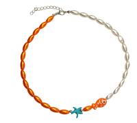 ZEPFJHE Collana unica a forma di pesce pagliaccio con accenti colorati in rilievo versatile pesce pagliaccio alla moda catena clavicola ornamento multicolore pietra naturale, Misura unica, come