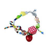 ZEPFJHE Collana unica con perline colorate e ciondolo a forma di stella con farfalla e fiocchi di perline, girocollo da donna, accessori per gioielli a forma di stella, Misura unica, come descritto