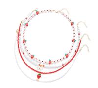ZEPFJHE Collane Con Perline Multistrato Pendente Fragole Fatte A Mano Materiali Perfetti Per La Collana Fatti A Mano Tutti I Feste E Feste