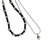 ZEPFJHE Confezione da 2 collane con ciondolo in stile vintage con fibbia a forma di pace, con perline di pietra naturale, per donne e uomini, collana fatta a mano, Misura unica, come descritto, come