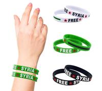 ZEPFJHE Confezione da 2 delicati braccialetti in silicone con bandiere siriane per esprimere la pace e le cause internazionali gioielli consapevolezza globale, Misura unica, come descritto